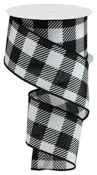 Black & White Large Buffalo Check Ribbon, 2.5" x 10 yards