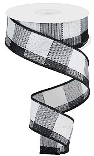 Black & White Buffalo Check Ribbon, 1.5" wide x 10 yards