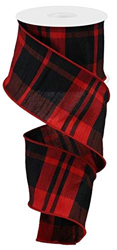 Classic Red & Black Plaid Ribbon, 2.5" Wide x 10 Yards