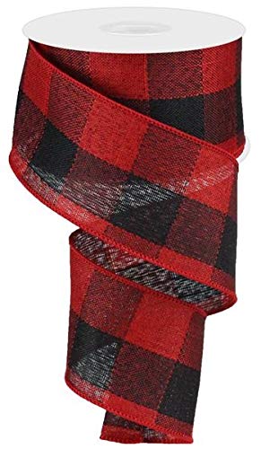 Black & Red Buffalo Check Woven Ribbon, 2.5" Wide