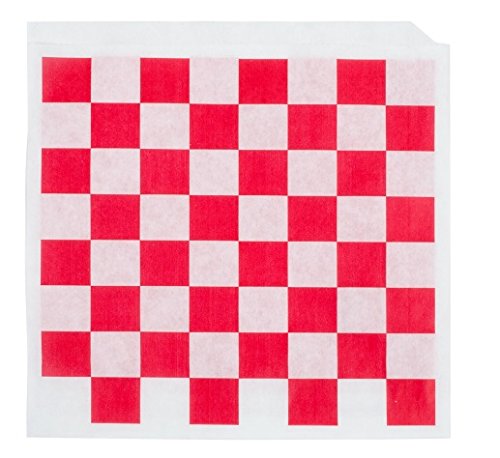 Rustic Pearl Collection Food Grade Tissue Paper Deli Wrappers Double Open Bags, 100 PC, Red White Check, Pack of 100