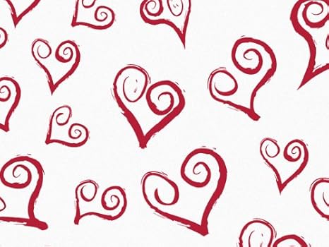 Curly Red Hearts Tissue Paper