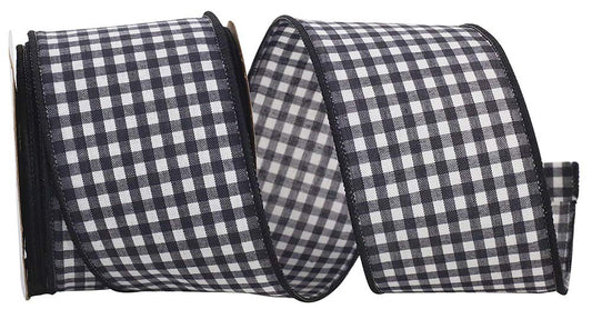 Black & White Gingham Check Ribbon, 2-1/2" wide X 10 yards