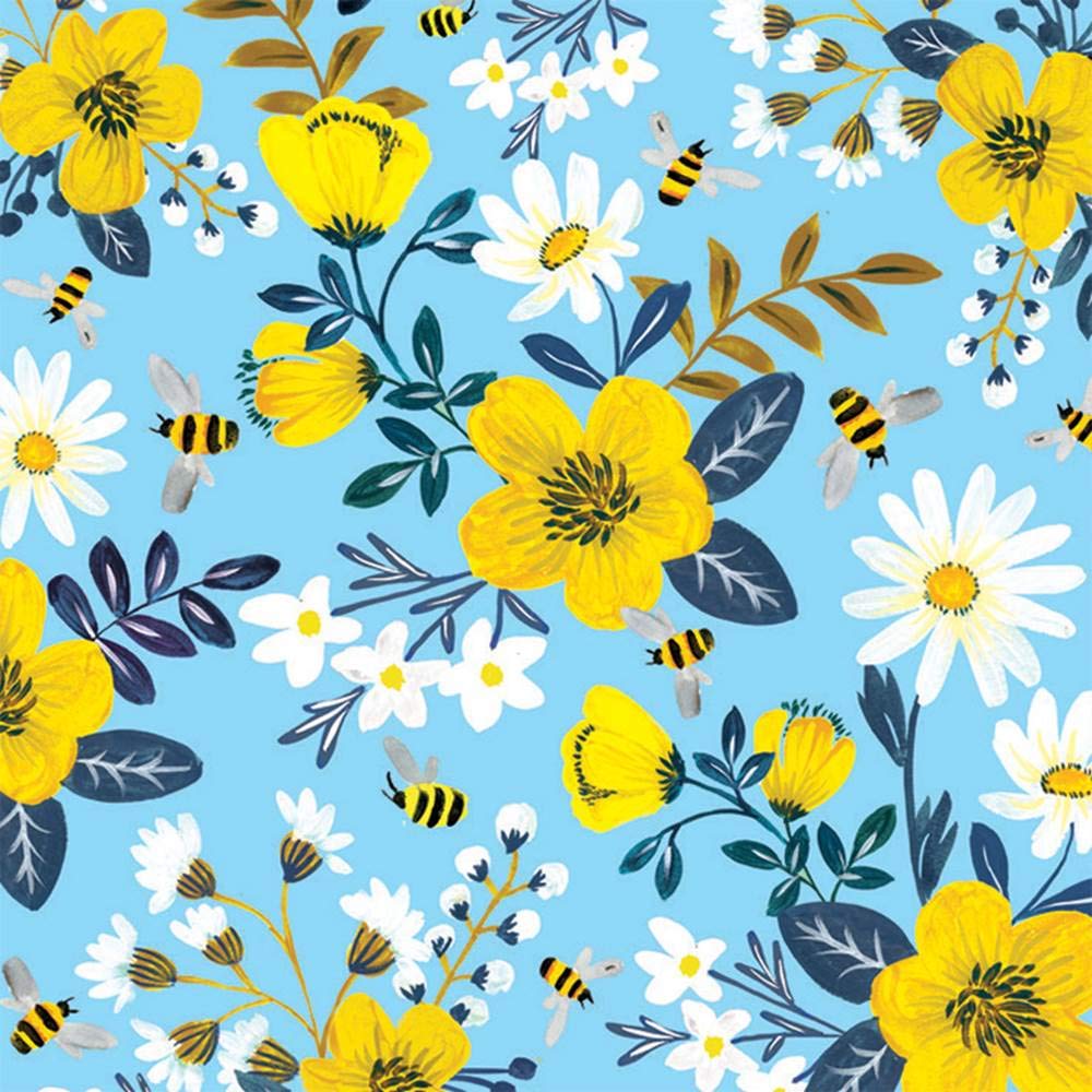 Tissue Paper for Gift Wrapping with Design (Bumble Bees and Daisies), 24 Large Sheets (20x30)