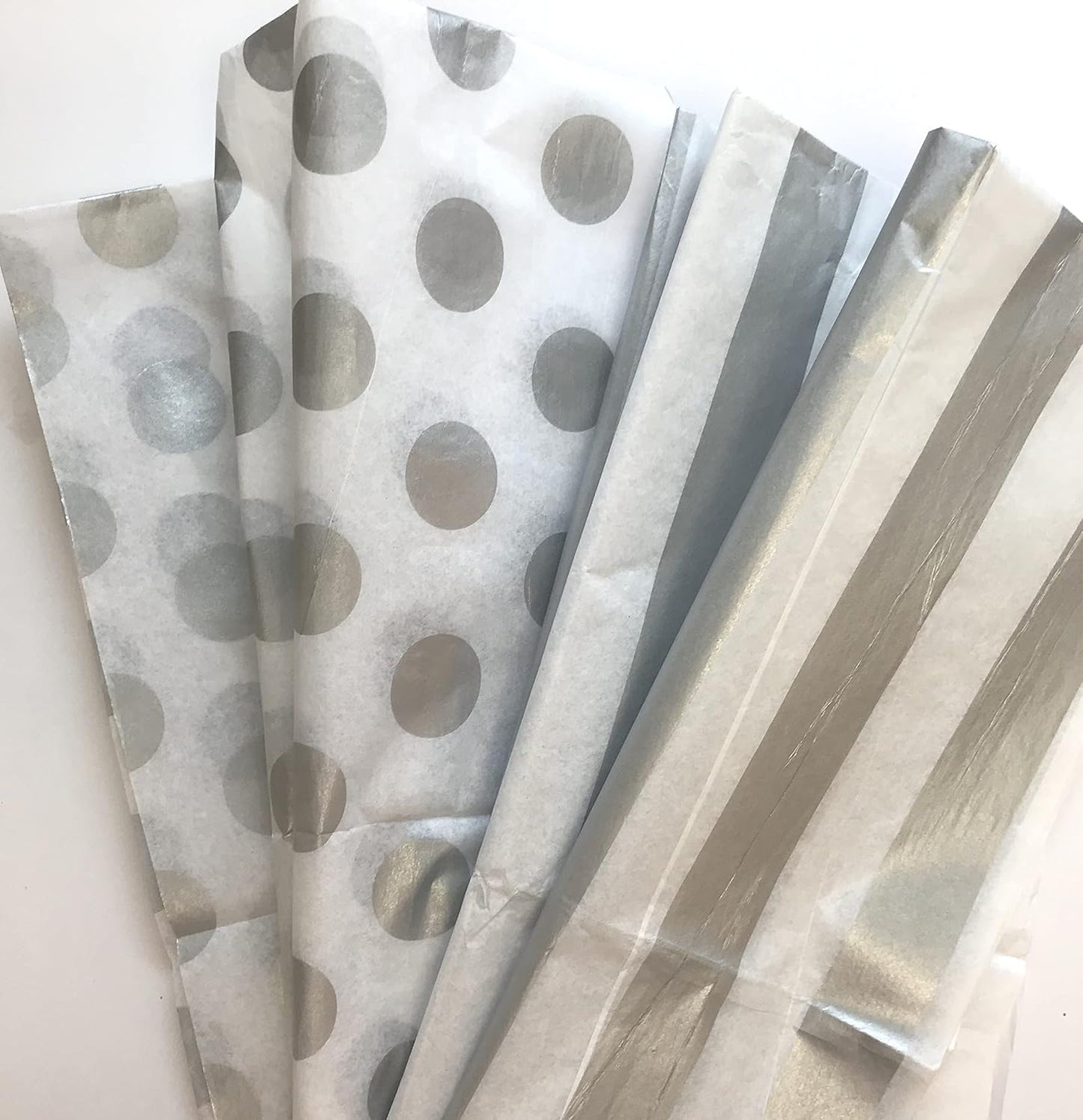 Silver Stripes & Dots Tissue Paper