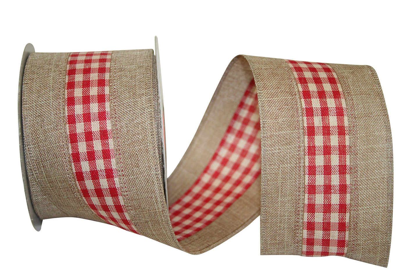 Rustic Red Gingham Check Wired Edge Ribbon, 2-1/2 Inch X 10 Yards