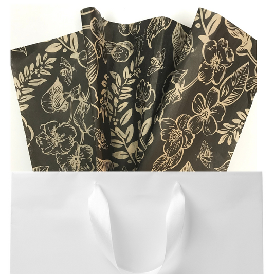 Black Botanical Tissue Paper