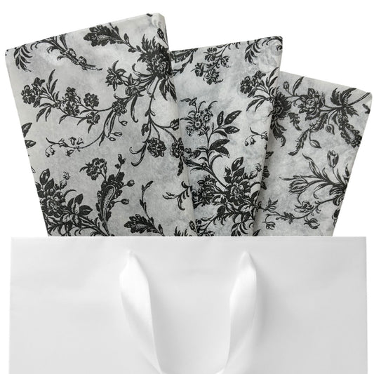 Black & White Floral Tissue Paper