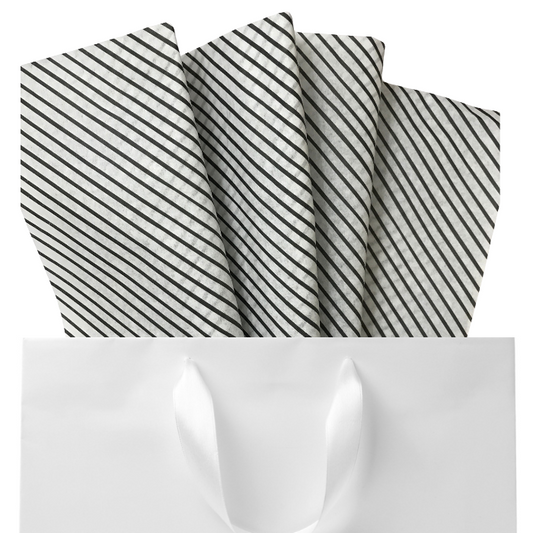 Black & White Diagonal Stripe Tissue Paper