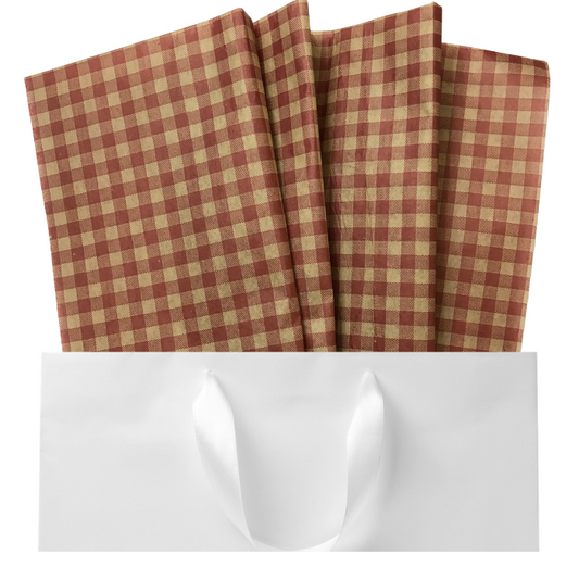 Red & Tan Gingham Tissue Paper