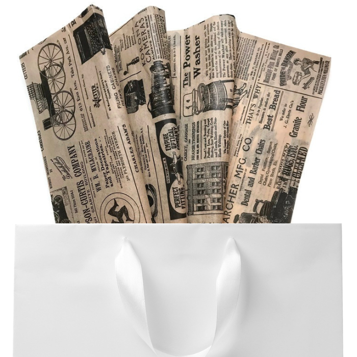 Vintage Newspaper Print Tissue Paper