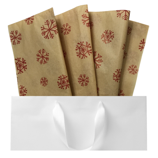 Red Kraft Snowflake Tissue Paper