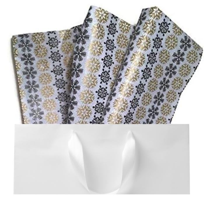 Black & Gold Snowflakes Tissue Paper