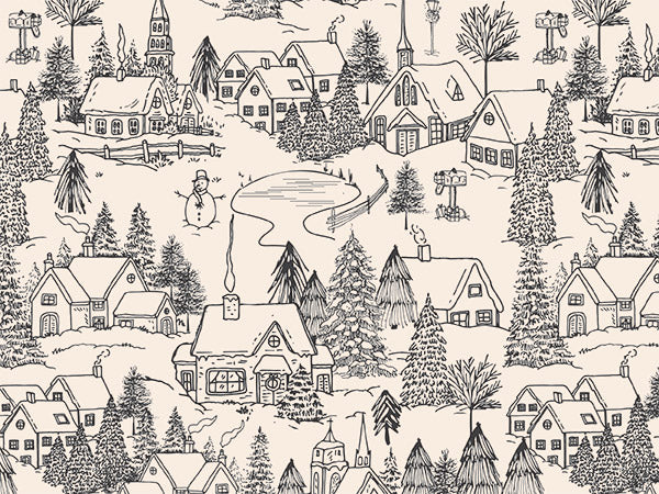 Country Village Illustrations Tissue Paper