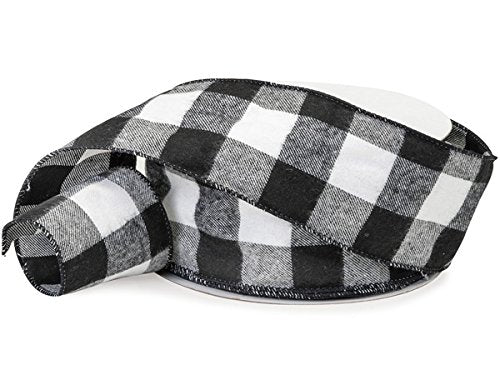 Black & White Buffalo Check Flannel Ribbon, 2.5" wide x 25 yards