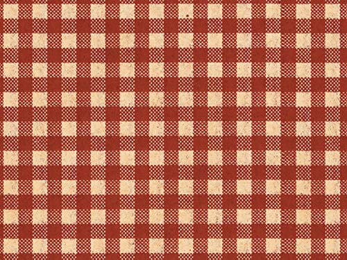 Tan and Burgundy Red Gingham Tissue Paper for Gift Wrapping with Design, 24 Large Sheets (20x30)