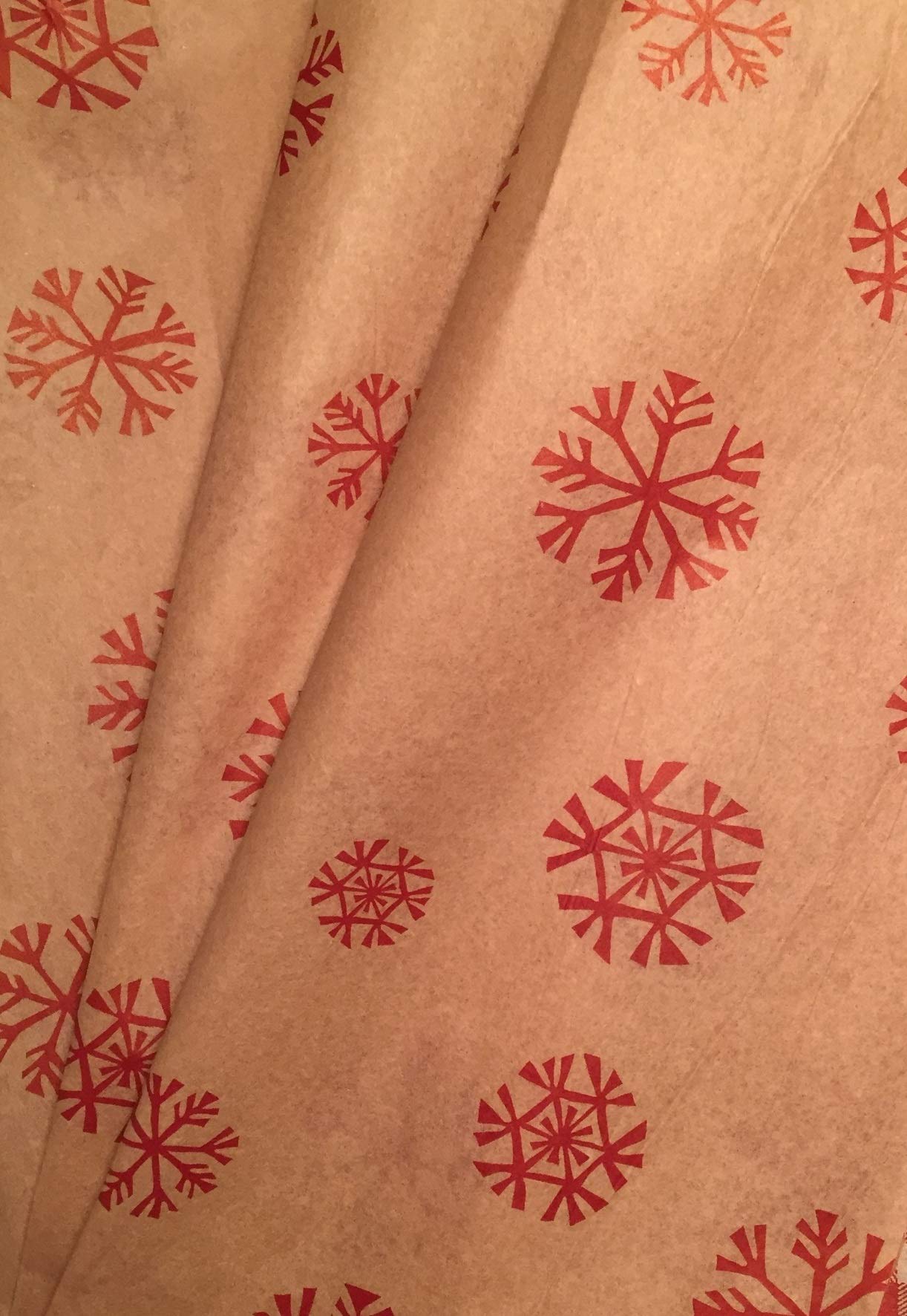 Gift WRAP Tissue Paper for Christmas, 24 Sheets, Large 20x30, Printed Decorative Tissue Paper for Gift Wrapping (RED Kraft Snowflake)